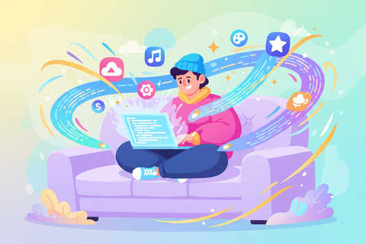 Vibekoodaaja rakentaa sovellusta tekoälyllä – Lovable vs Base44 vertailu 2026